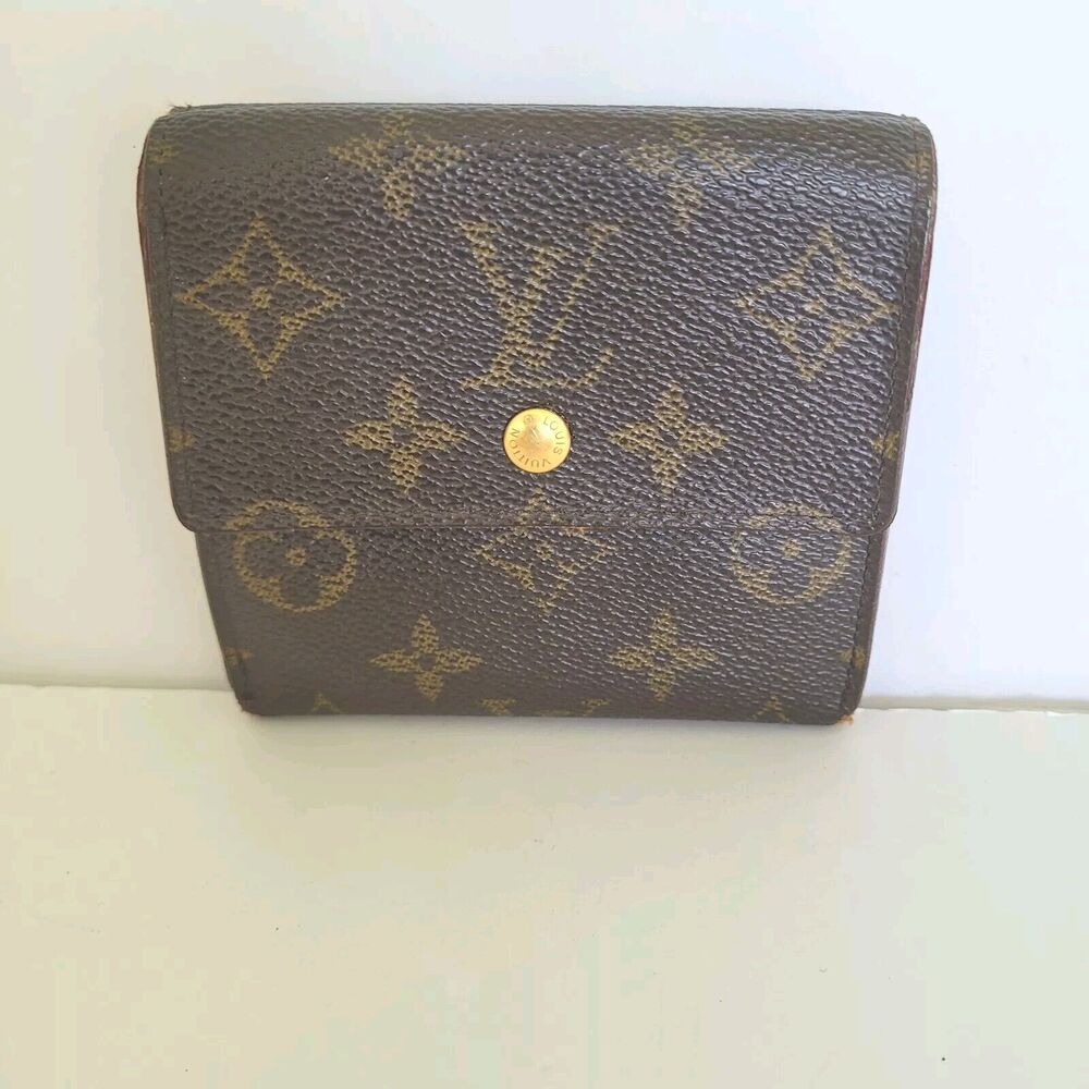LOUIS VUITTON LV Vintage 1995 Monogram Leather Wallet Brown Medium Trifold Elise